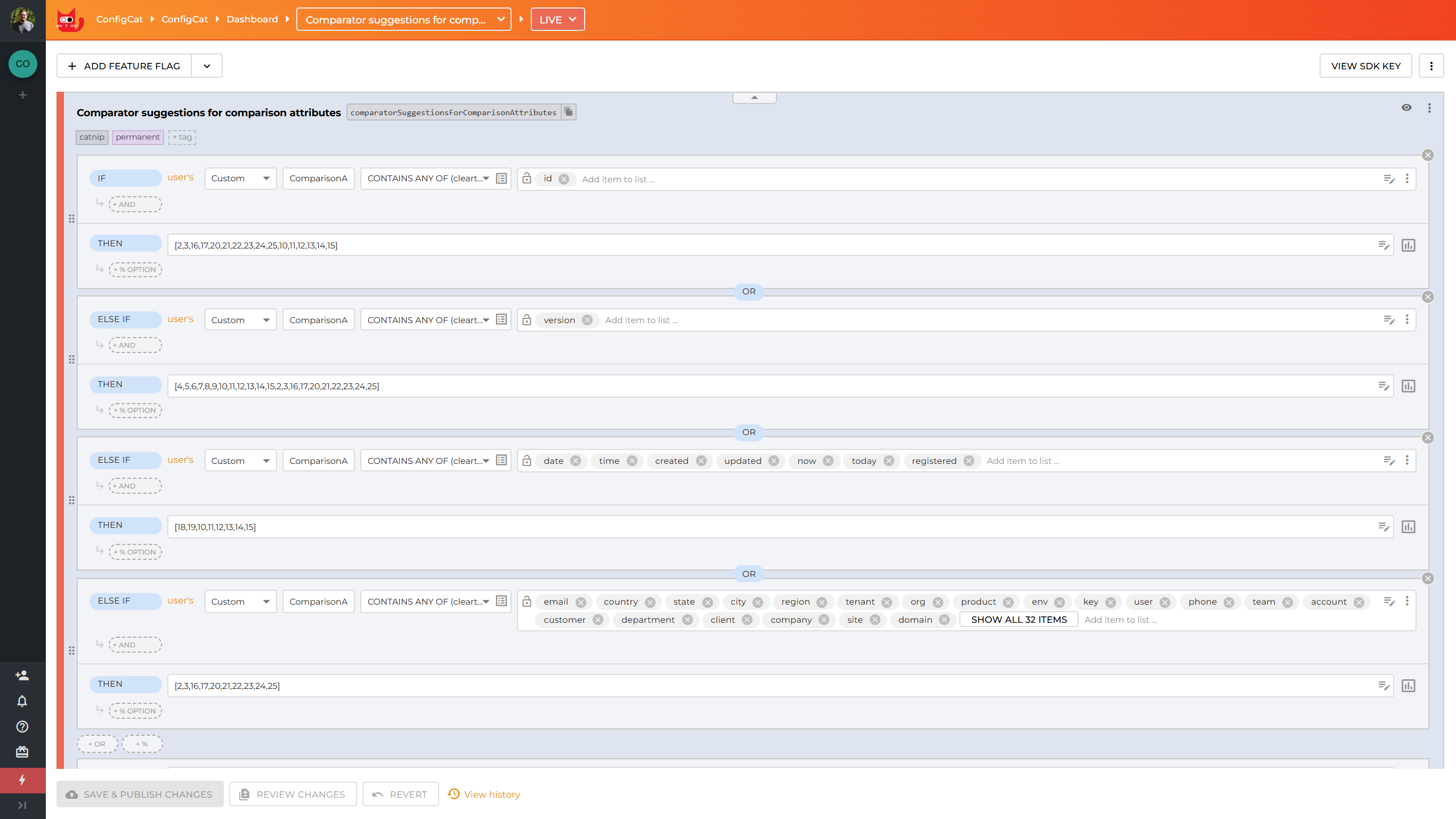 Comparator suggestions
