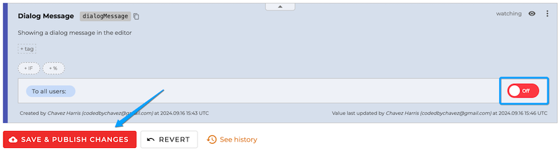 ConfigCat dashboard - disabling the feature flag