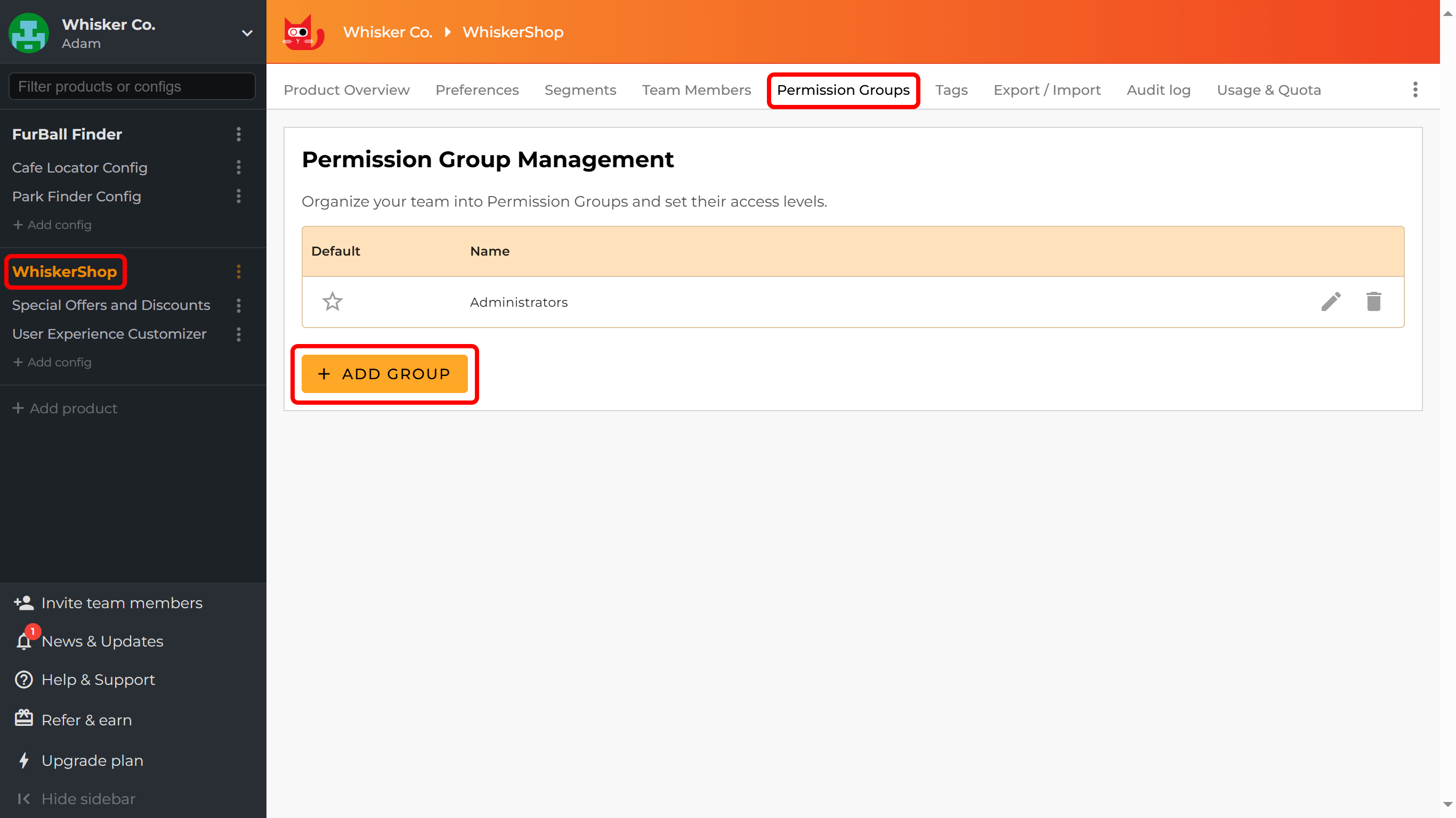 Launching the import tool