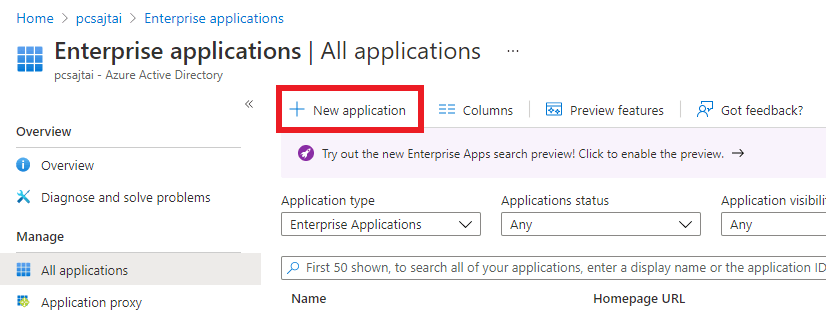 Entra ID new application