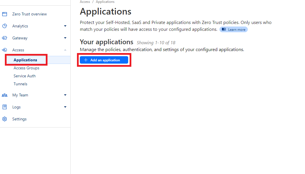 Create Cloudflare application