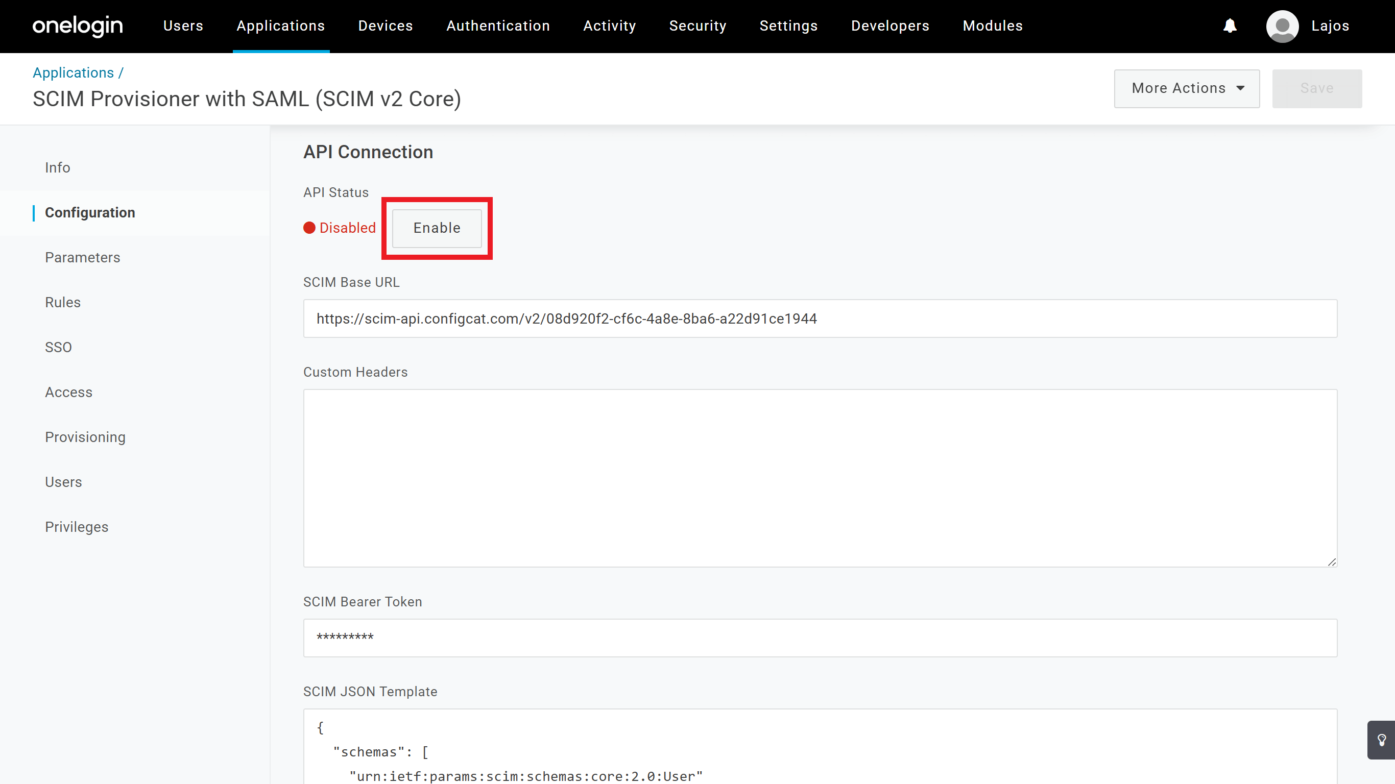 OneLogin enable provisioning